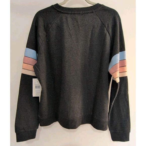 Rip Curl Women's High Tide Stripe Raglan Sleeve Sweatshirt Washed Black Sz M NWT - Picture 3 of 6